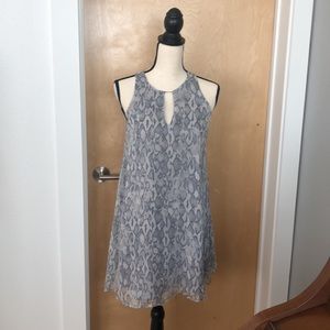 Lavender Brown Sleeveless Snakeskin Print Shift Dress